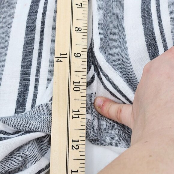 Stark Gray & White Striped Wide Leg Open Slit Pants Women's S Boho Hippie Beach - Picture 9 of 14